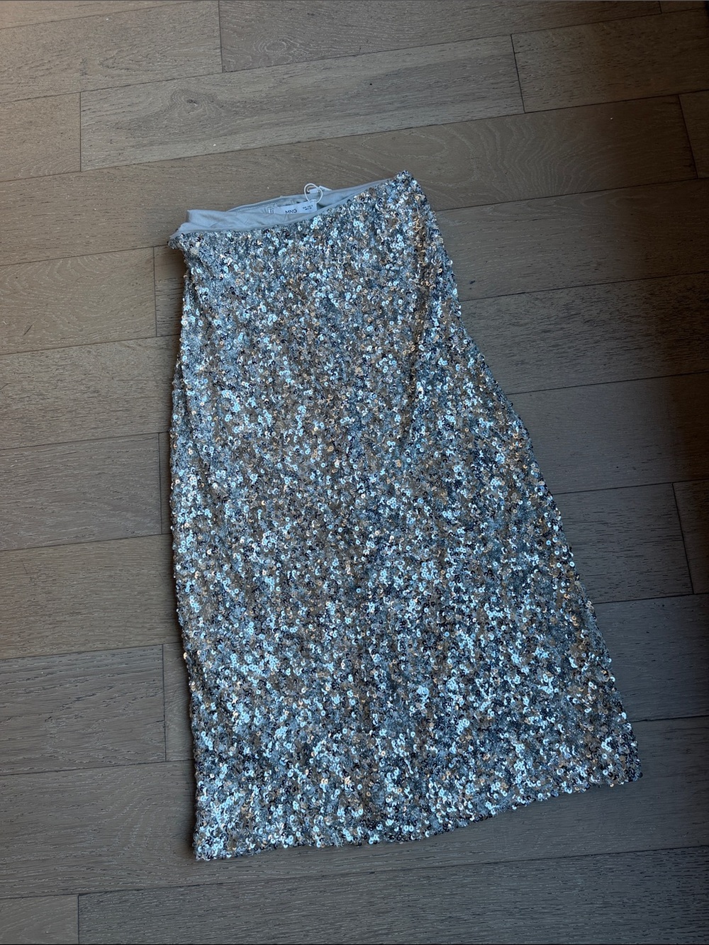 Sequined Pencil Skirt - Silver